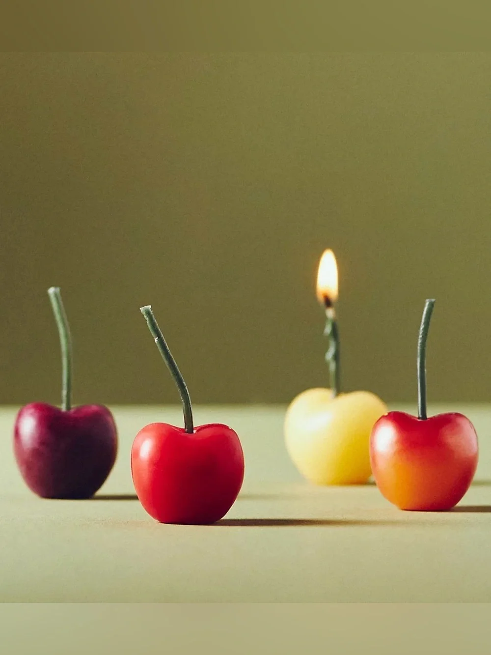 NEW Anthropologie Cherry Shaped Wax Decorative Candles, Set of 4 🍒